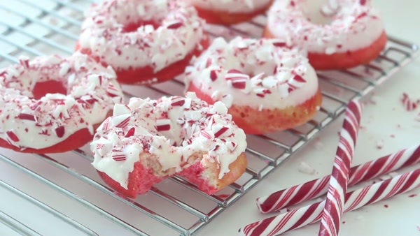 Chocolate Candy Cane Donuts